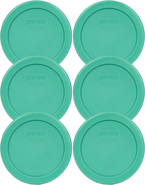 Pyrex 7202-PC 1 Cup Green Round Plastic Replacement Lid - 6 Pack - Original Genuine Pyrex - Made in the USA...